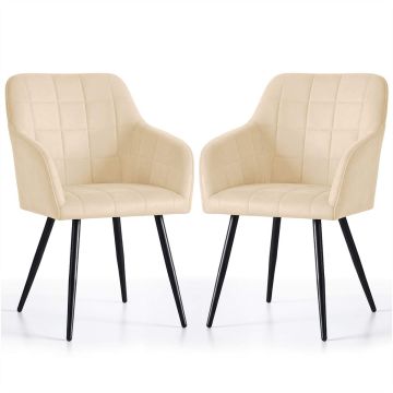 Стулья для столовой LUXANO, 2 шт, бежевые/чёрные, 54 × 82 × 58 см