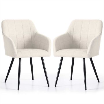 Стулья для столовой LUXANO, 2 шт, бежевые/чёрные, 54 × 82 × 58 см