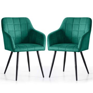 Стулья для столовой LUXANO, 2 шт, зелёные/чёрные, 54 × 82 × 58 см