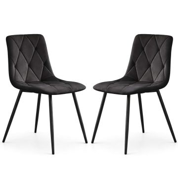 Стулья для столовой MILO, комплект из 2 шт, Чёрный, 45,5 × 87 × 43,5 см