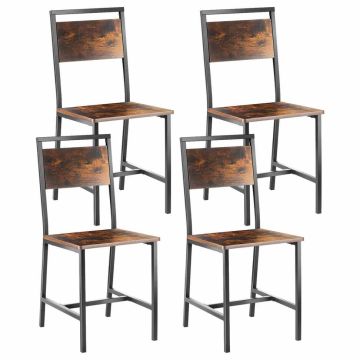 Ēdamistabas krēsli VEVOR DA270, 4 gab, melni/brūni, 48 × 86,5 × 38 cm