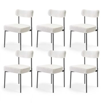Ēdamistabas krēsli VEVOR HC2025, 6 gab, balti, 54,5 × 79,5 × 50 cm