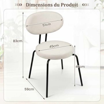 Dining Chair Set, 2 pcs, White, 59 × 83 × 51 cm