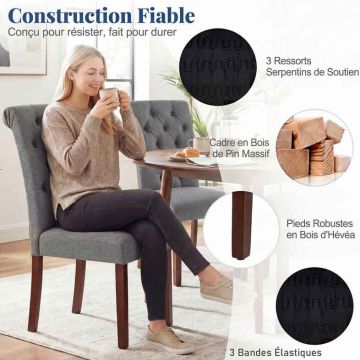 Dining Chair Set, 2 pcs, Grey, 68 × 100 × 46 cm
