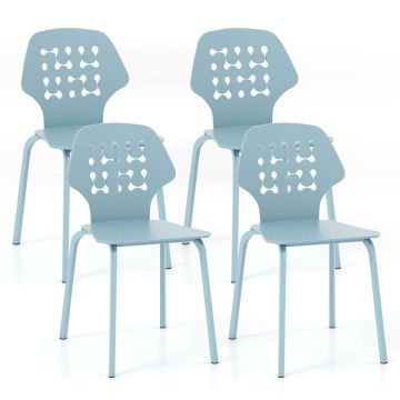 Dining chair set, 4 chairs, blue and white, 44.5 × 85.1 × 53.3 cm