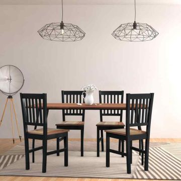 Dining chair set, 4 pcs, Black, 44 × 37 × 90 cm