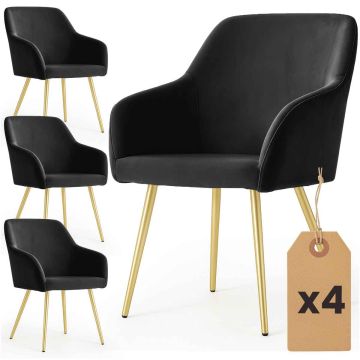 Комплект обеденных стульев ESTELLE, 4 шт, Чёрные и золотистые, 54,5 × 83 × 58 см