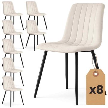 Комплект стульев для столовой LIVO, 8 шт, бежевый/чёрный, 45,5 × 87 × 43,5 см