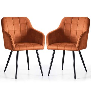 Комплект стульев для столовой LUXANO, 2 шт, медный/чёрный, 54 × 82 × 58 см