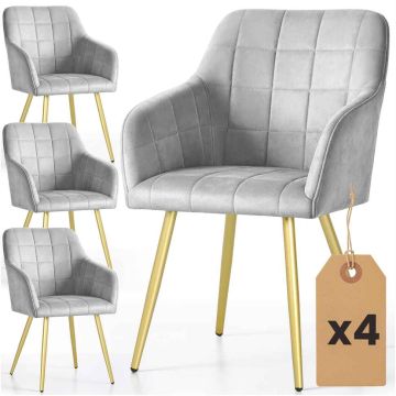 Комплект стульев для столовой LUXANO, 4 шт, серого/золотого цвета, 54 × 82 × 58 см