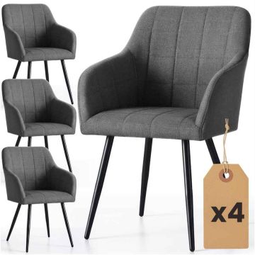 Комплект обеденных стульев LUXANO, 4 шт, серый и чёрный, 54 × 82 × 58 см