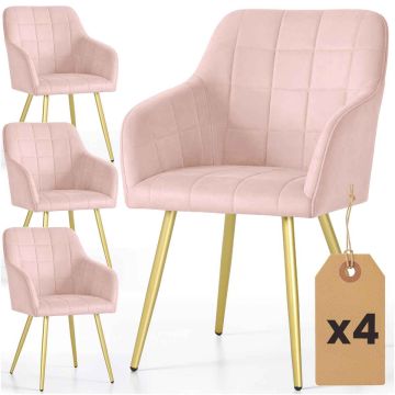 Комплект стульев для столовой LUXANO, 4 шт, розового и золотого цвета, 54 × 82 × 58 см