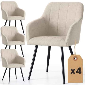 Комплект стульев для столовой LUXANO, 4 шт, бежевый/чёрный, 54 × 82 × 58 см