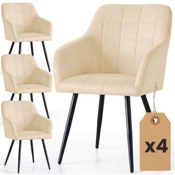 Комплект стульев для столовой LUXANO, 4 шт, бежевый/чёрный, 54 × 82 × 58 см