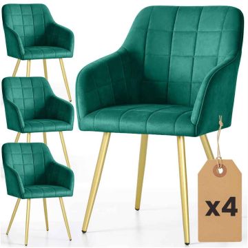 Комплект обеденных стульев LUXANO, 4 шт, зелёный и золотой, 54 × 82 × 58 см