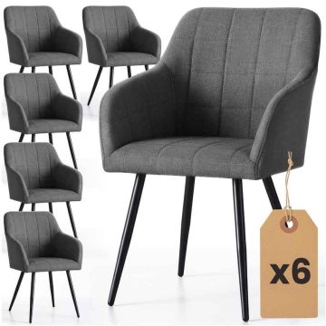 Комплект стульев для столовой LUXANO, 6 шт, серого/чёрного цвета, 54 × 82 × 58 см
