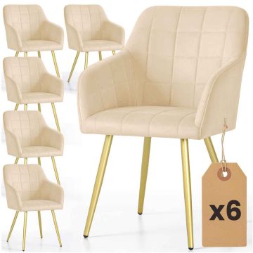Комплект обеденных стульев LUXANO, 6 шт, бежевый/золотистый, 54 × 82 × 58 см