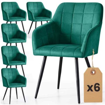 Комплект обеденных стульев LUXANO, 6 шт, зелёный/чёрный, 54 × 82 × 58 см