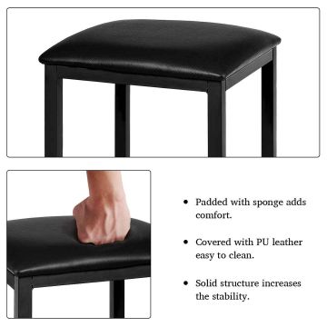 Dining set, 3-piece, 2 stools, 90 × 60 × 82 cm