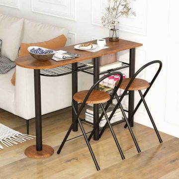 Dining room set, 3-piece, with 2 chairs, Brown, 120 × 40 × 79 cm
