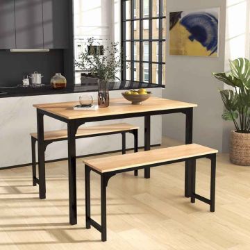 Dining room set, table and 2 benches, 43 × 30 × 28 in