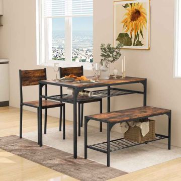 Dining set, with 2 chairs and a bench