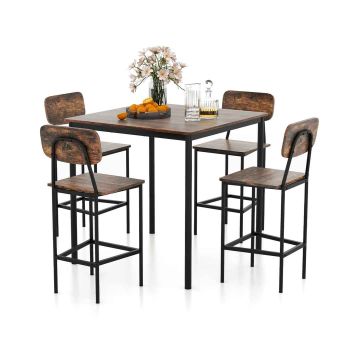 Dining set, With 4 stools, Brown, 90.17 × 90.17 × 90.17 cm