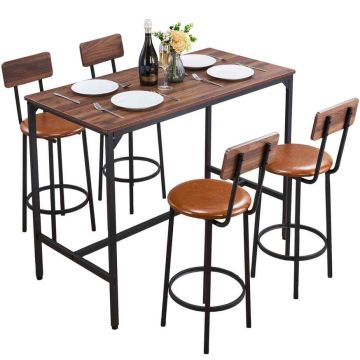 Обеденный комплект VEVOR BTZ-GW-001, 1 стол и 4 стула, 120 × 91,5 × 60 см