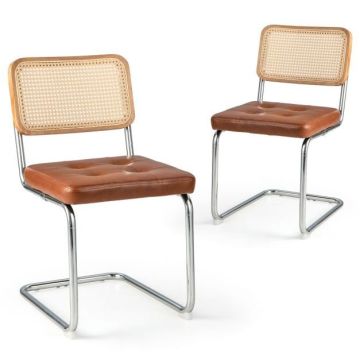 Rattan Dining Chairs, 2 pcs, Brown, 46 × 54 × 84 cm