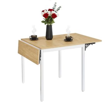 Ēdamistabas galds Relaxdays, Izvelkams, 2–4 personām, Balta/brūna, 120 × 76 × 78 cm