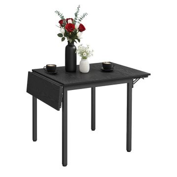 Ēdamistabas galds Relaxdays, Izvelkams, 2–4 personām, Melna, 120 × 76 × 78 cm
