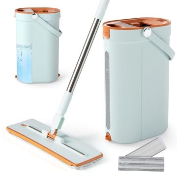 Cleaning pump and bucket system, 3 containers, 2 pads, Green, 26 × 19 × 39.5 cm