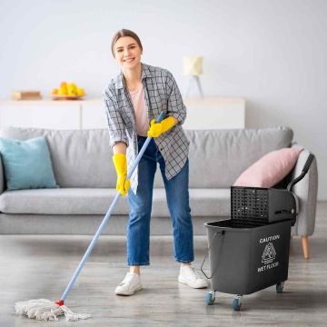 Тележка уборочная Homcom 60x27x70,5см, черно-серого цвета