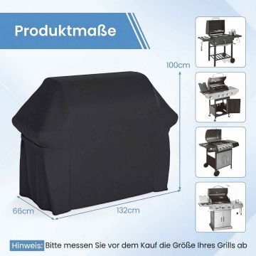 Vandeniui atsparus kepsninės uždangalas su Velcro užsegimu, 132×66×100 cm, juodas