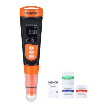Ūdens pH mērītājs VEVOR MF02, pH, EC un TDS, 40 × 40 × 185 mm