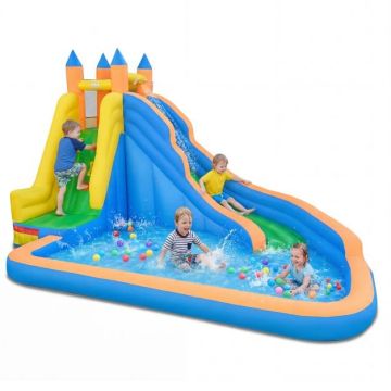 Water play area, water slide and climbing wall, 400 × 309 × 245 cm
