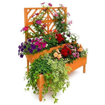 Puķu kaste Relaxdays 10052782_599, divu līmeņu ar režģi, Oranža, 109 × 135 × 62 cm