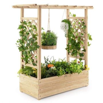 Grilled planter with hanging roof, 110 × 113.5 × 44 cm