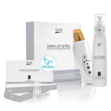 Sejas ādas kopšanas ierīce Dermo Lift & Peel, ar 200 ml gēlu un HELIX ampulām, 48 × 31 × 13 cm