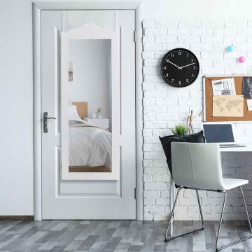 Mirror Jewelry Cabinet, With Lighting, White, 35.6 × 9.7 × 96.5 cm