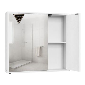 Vannas istabas spoguļskapis SONGMICS HOME, Regulējami plaukti, Balta, 15 × 60 × 55 cm