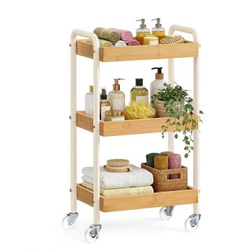 SONGMICS LRC081YL01 Trolley, 3 shelves, Sand, 41.3 × 73 × 27.5 cm
