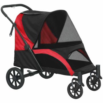 Коляска для собак PawHut 124x67x100см, черно-красная