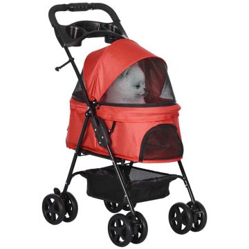 Коляска для собак PawHut 67x45x96 см, красно-черного цвета