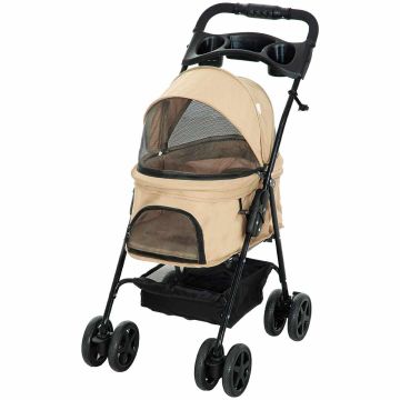 Коляска для собак PawHut 67x45x96см, песочный/черный