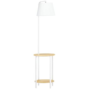 Grīdas lampa Homcom 39,5x39,5x162cm, baltas/gaiši brūnas krāsas