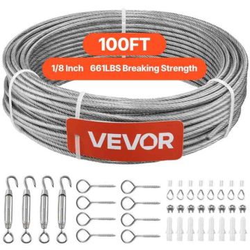 Комплект стального троса VEVOR QD304PVC-021, 7 × 7 прядей