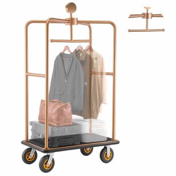 Viesnīcas bagāžas ratiņi VEVOR X-123B-RG, 544,31 kg, Rozā, 1080 × 650 × 1960 mm