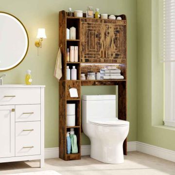 Bathroom cabinet mounted above the toilet, 2 doors, Brown, 80 × 171 × 20 cm
