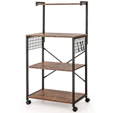 Kitchen shelf, 4 tiers, 3 hooks, 60 × 42 × 122 cm